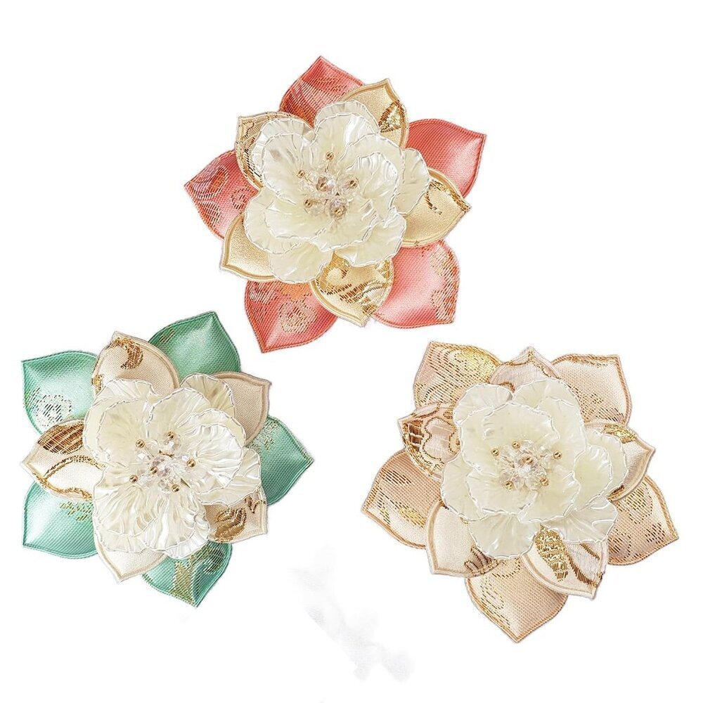 3 Pcs Flower Hair Clips, Handmade Hair Accessories for Women and Girls, Korean T